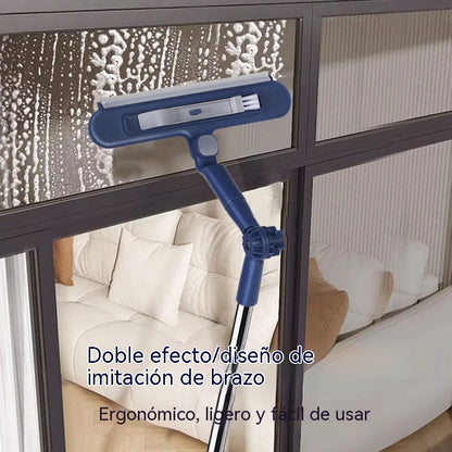 🧼✨ Σκουπάκι διπλής όψης 2 σε 1📏 με εκτεταμένη λαβή, κατάλληλο για τον καθαρισμό παραθύρων μεγάλου ύψους.