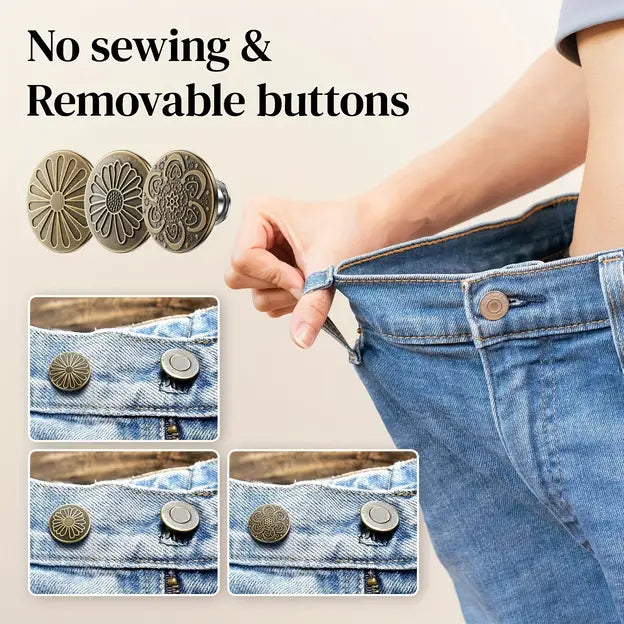👖[ 80 τεμάχια 24€] Ρυθμιζόμενα κουμπιά για τζιν - δεν προκαλούν φθορές στο παντελόνι