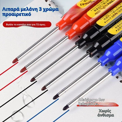(3 τεμάχια)✏️🔧 Αδιάβροχος Μαύρος Μαρκαδόρος Μακριάς Μύτης για Ξυλουργούς