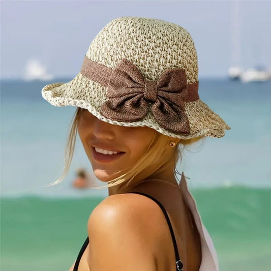 🎀 50% έκπτωση 👒 | Ρετρό ψάθινο καπέλο με παπιγιόν – πτυσσόμενο και αναπνεύσιμο, απαραίτητο για το καλοκαίρι