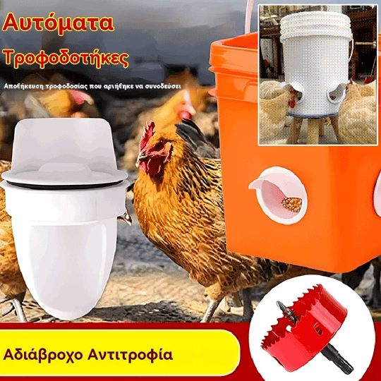 🔥🐓👍🐓【5 τροφοδότες + ανοιχτήρι τρύπας】Αυτόματος τροφοδότης κοτόπουλου, πάπιας και χήνας