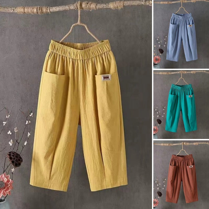 👖【M-4XL】Νέο, φαρδύ, μεγάλο, άνετο και ευέλικτο casual παντελόνι από βαμβάκι και λινό.