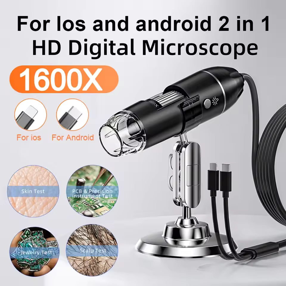 🔬【🔥Ειδική προσφορά】🔍️Μικροσκόπιο με μεγέθυνση 1600x, ιδανικό για την επισκευή ηλεκτρικών συσκευών και ρολογιών