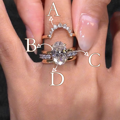 💍💎【4 σε 1】Ανοιχτά Δαχτυλίδια με Στοιβαγμένα Διαμάντια