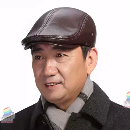 🐏【Ειδική προσφορά】 Καπέλο από δέρμα προβάτου με ρυθμιζόμενο μέγεθος για άνδρες.