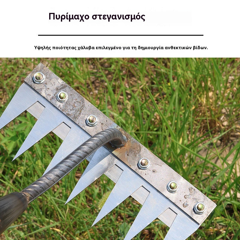 💥 ⛏️🌱Αντικείμενο ξεριζώματος με τσάπα για σκάψιμο στη γεωργία, καλλιέργεια λαχανικών, εργαλείο χαλάρωσης εδάφους, σκληρή ατσάλινη τσουγκράνα, τσουγκράνα καρφιών