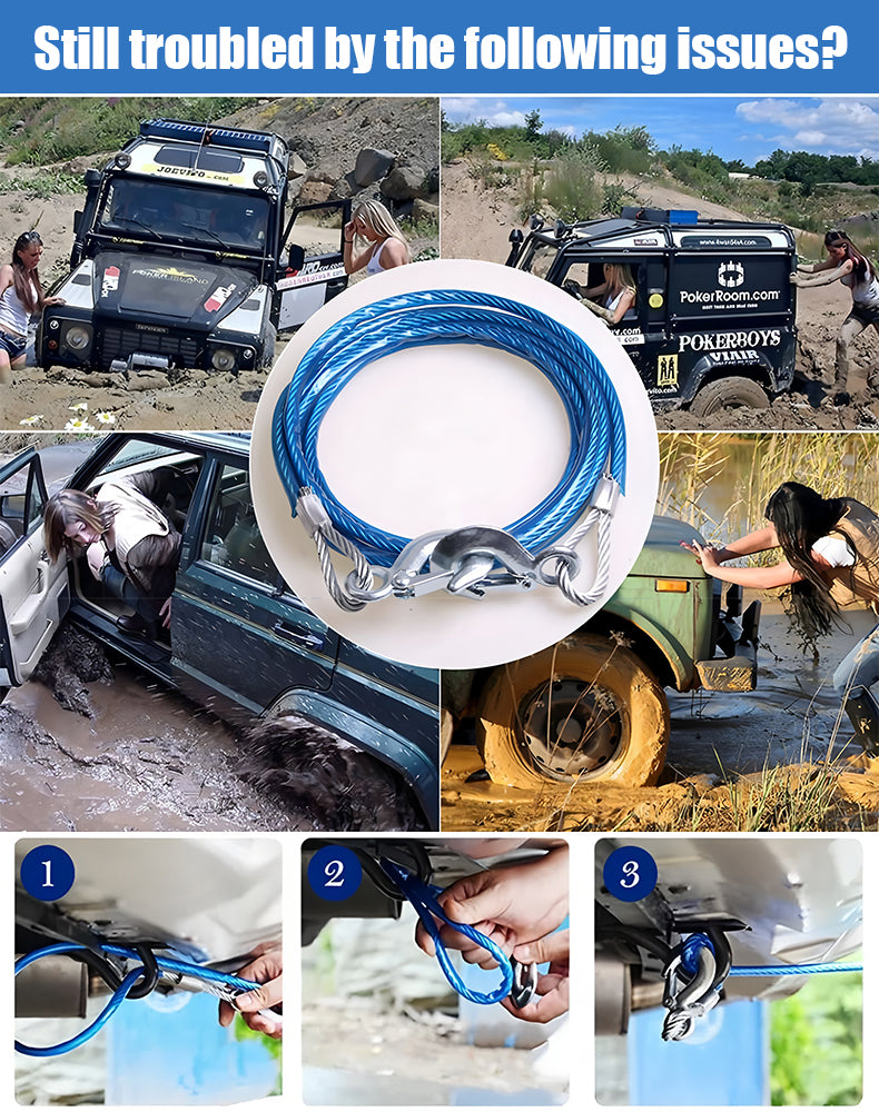 ⛓️🚗Σχοινί ρυμούλκησης αυτοκινήτου, σχοινί έλξης, σχοινί διάσωσης