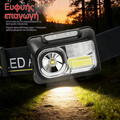 💡 Πολυλειτουργικός φακός κεφαλής LED | Υπερυψηλής φωτεινότητας: 2000 lumen, με αισθητήρα κίνησης - ιδανικό για κάμπινγκ, τρέξιμο και εργασία 🏕️🔋