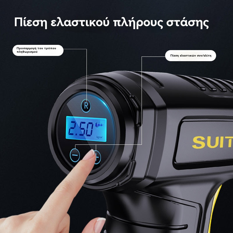 🚗💨🔥Πολυλειτουργικός ασύρματος φορητός φουσκωτής ελαστικών αυτοκινήτου με ψηφιακή οθόνη