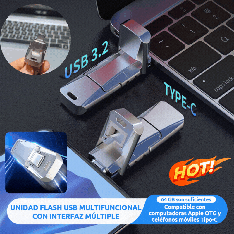 (8/16/32/64G)  📲💻 Μονάδα flash USB 4 σε 1 για τηλέφωνα και υπολογιστές, μονάδα στερεάς κατάστασης Type-C