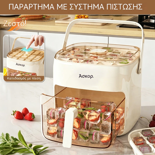 🧊Γρήγορη Παρασκευή Πάγου ✨ Παγομηχανή + Δοχείο Αποθήκευσης Πάγου