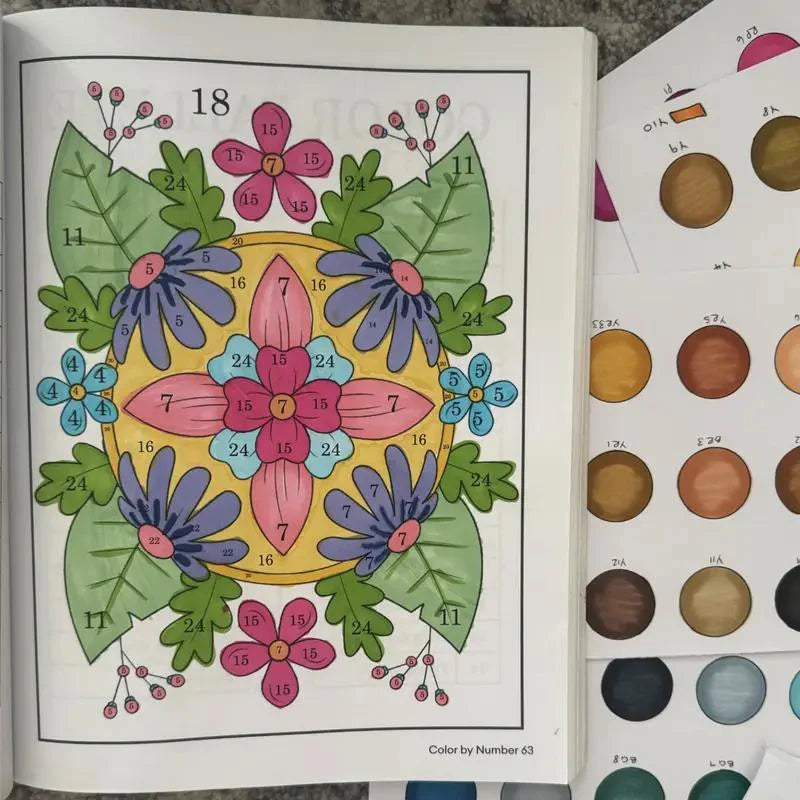 🎨 【1x Βιβλίο Χρωματισμού με Αριθμούς + Στυλό 24 Χρωμάτων με Διπλή Άκρη】Χρωματίστε και Χαλαρώστε: Βιβλίο Χρωματισμού με Αριθμούς για Ενήλικες | Ανακουφίζει από το Στρες και το Άγχος ✨