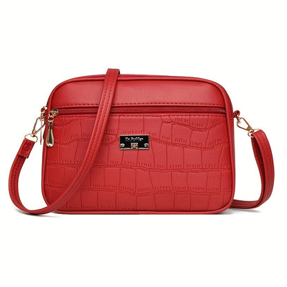 Μοντέρνα τσάντα Crossbody με ανάγλυφο κροκόδειλο για γυναίκες --- μεγάλη χωρητικότητα, απλό στυλ, με ρυθμιζόμενο ιμάντα ώμου