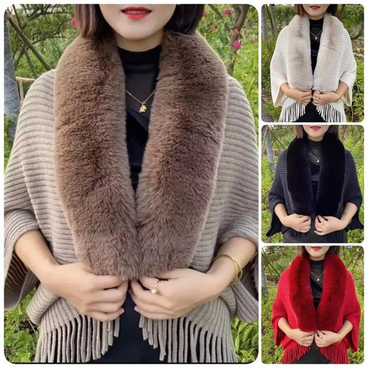 Υπερμεγέθης γούνινος γιακάς, θερμικό φουλάρι με κρόσσια