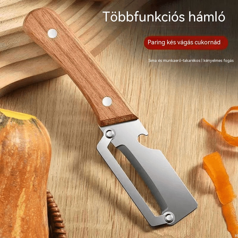 【Αγοράστε 1 και πάρτε 1 δωρεάν】🔪🔥Πολυλειτουργική ξύστρα κουζίνας με εξαιρετικά αιχμηρές λεπίδες από ανοξείδωτο ατσάλι και ξύλινη λαβή, με ανοιχτήρι μπουκαλιών.