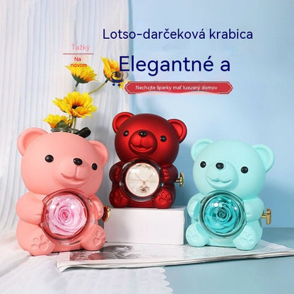 ✨Αξιολάτρευτο αρκουδάκι με ένα διατηρημένο τριαντάφυλλο - Αρκουδάκι διακοσμημένο με ένα αληθινό τριαντάφυλλο, σε ένα όμορφο κουτί δώρου - Ρομαντικό δώρο για την Ημέρα της Μητέρας, γάμους