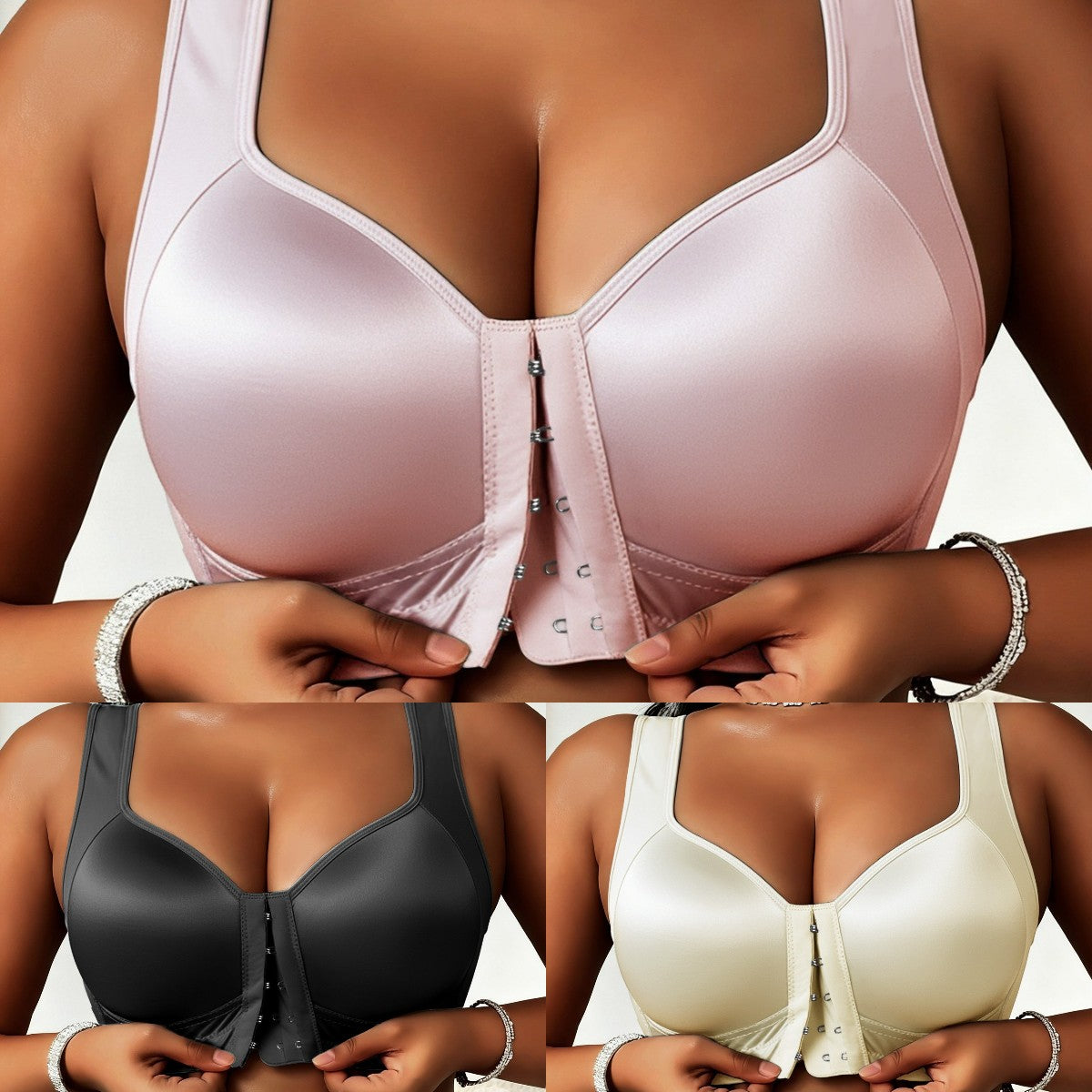 😍👙【Συσκευασία 3 τεμαχίων】【40-100 kg】Γυναικείο σουτιέν χωρίς μπανέλα με μπροστινό κλείσιμο