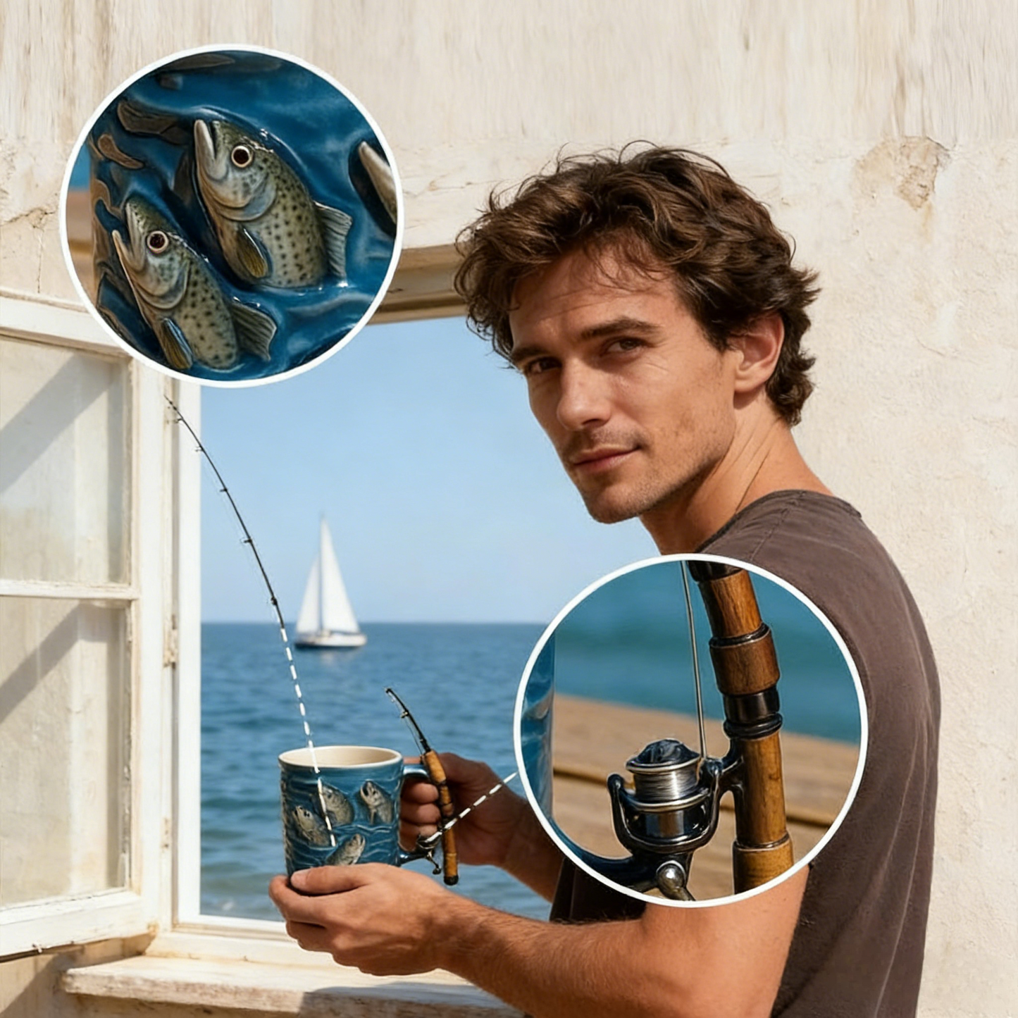 🎣☕Νέα κούπα ψαρέματος Μια δημιουργική κούπα φτιαγμένη από ρητίνη, ειδικά σχεδιασμένη για τους λάτρεις του ψαρέματος.