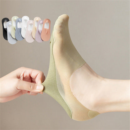 🧦【9 ζευγάρια】 Γυναικείες Αόρατες, Υπερλεπτές, Ρηχές, Αντιολισθητικές Κάλτσες Σιλικόνης