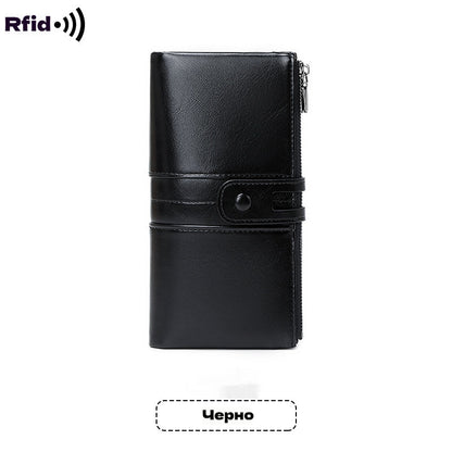 💼Πολυλειτουργικό πορτοφόλι, χειροποίητο από γνήσιο δέρμα, αντικλεπτική βούρτσα, διπλό φερμουάρ