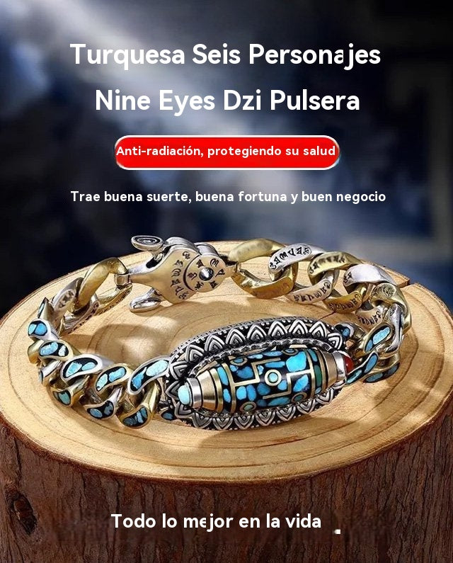 🔥Best Seller ✨ Ρετρό βραχιόλι Mantra από ασήμι 925 με έξι αριθμούς σε τιρκουάζ χρώμα και μεταφερόμενες χάντρες