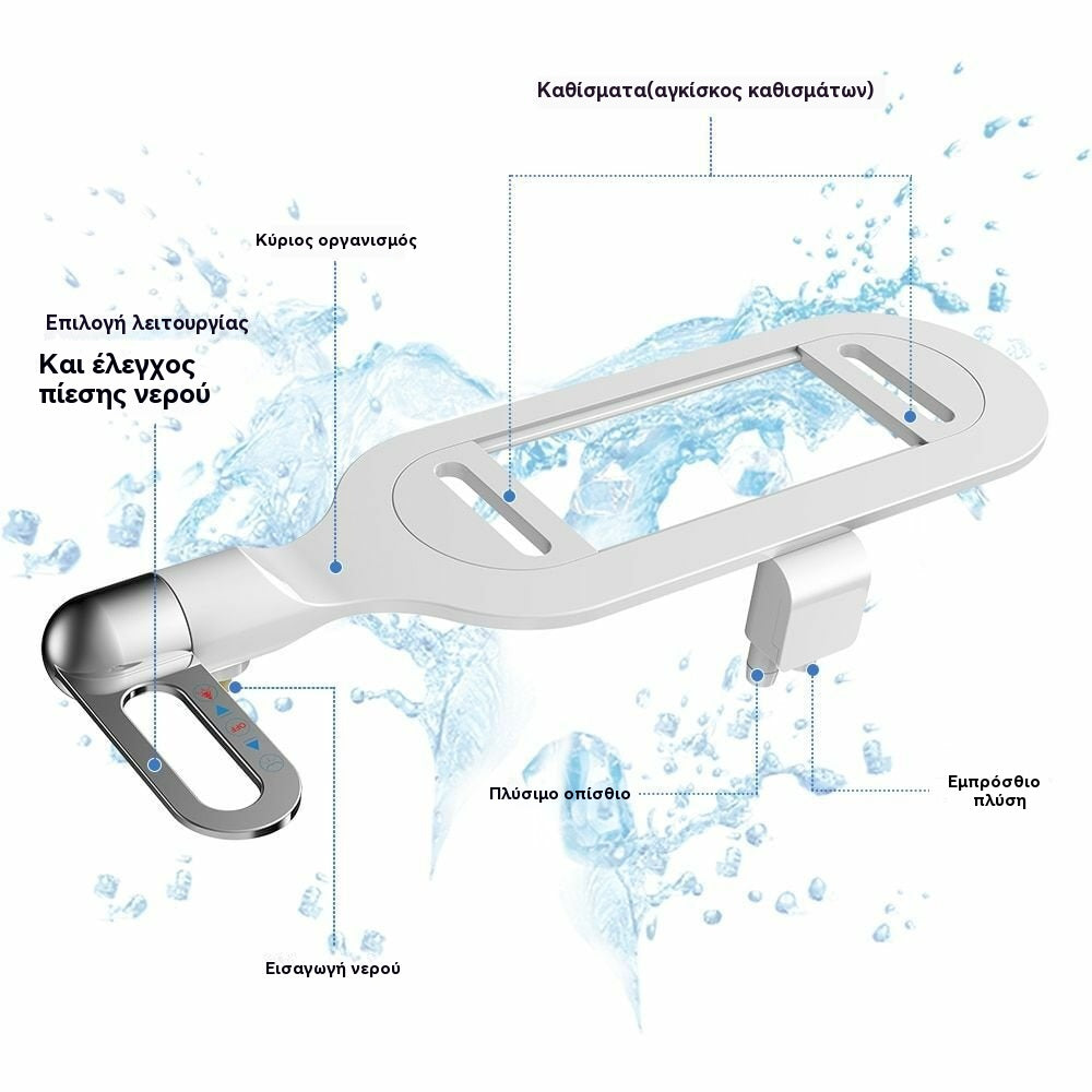 🚽💦【Αντίο στο χαρτί υγείας για πάντα! 🚽💦】Τουαλέτα με μπιντέ χωρίς ηλεκτρικό ρεύμα και διπλό ακροφύσιο, πλυντήριο τουαλέτας με μπιντέ, υγιεινό μπιντέ με αυτοκαθαρισμό.