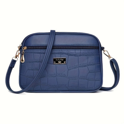 Μοντέρνα τσάντα Crossbody με ανάγλυφο κροκόδειλο για γυναίκες --- μεγάλη χωρητικότητα, απλό στυλ, με ρυθμιζόμενο ιμάντα ώμου