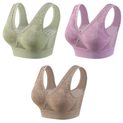 😍❤️40-120 κιλά【Συσκευασία των 3】✨ Σουτιέν με δαντέλα χωρίς λάστιχο και υψηλή στήριξη για γυναίκες