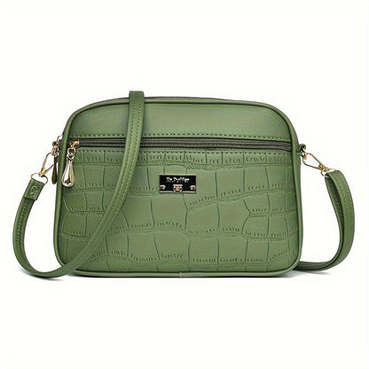 Μοντέρνα τσάντα Crossbody με ανάγλυφο κροκόδειλο για γυναίκες --- μεγάλη χωρητικότητα, απλό στυλ, με ρυθμιζόμενο ιμάντα ώμου