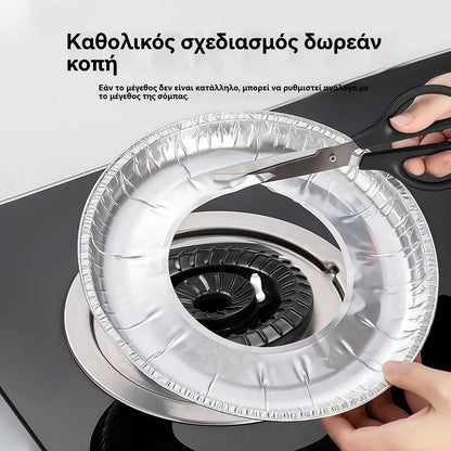 【25€】20 τετράγωνα κομμάτια + 20 στρογγυλά κομμάτια---Πατάκι από αλουμινόχαρτο ανθεκτικό στο λάδι για σόμπες αερίου, αυτοκόλλητο ανθεκτικό στο λάδι για σόμπες αερίου