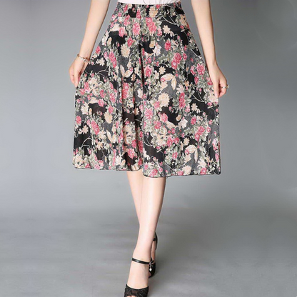 🎁【45-80kg】Νέο καλοκαίρι ελαστική μέση culotte φλοράλ ψηλόμεσο παντελόνι παντελόνι πόδι παντελόνι πλευρές