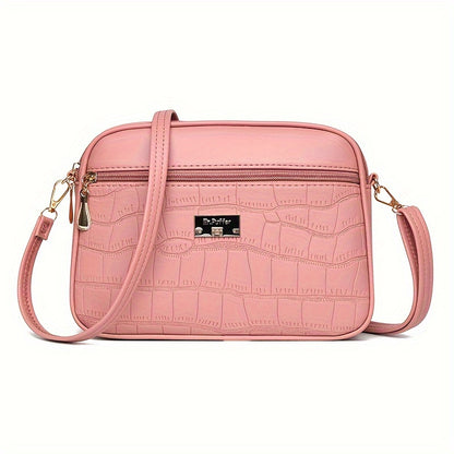 Μοντέρνα τσάντα Crossbody με ανάγλυφο κροκόδειλο για γυναίκες --- μεγάλη χωρητικότητα, απλό στυλ, με ρυθμιζόμενο ιμάντα ώμου