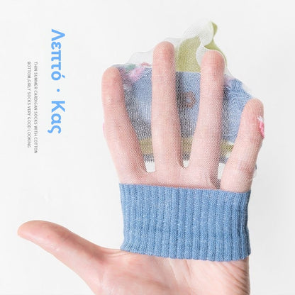【[Ένα σετ των 5 ζευγών] 2 σετ, 10 ζευγάρια ανά σετ, 22 ευρώ】Εξαιρετικά λεπτές δροσερές μεταξωτές κοντές κάλτσες, ιδανικές για το καλοκαίρι