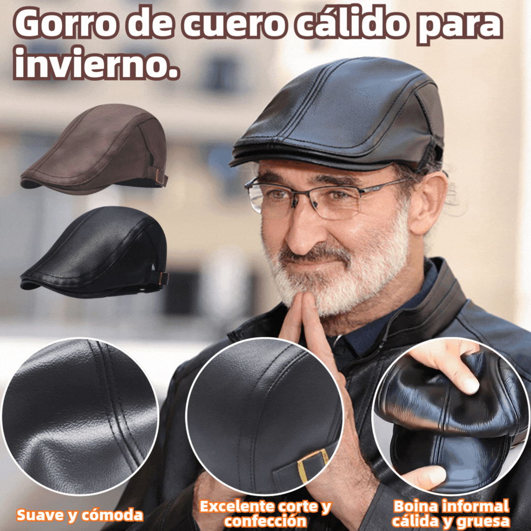 🐏【Ειδική προσφορά】 Καπέλο από δέρμα προβάτου με ρυθμιζόμενο μέγεθος για άνδρες.