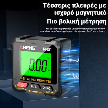 👍👍Πολυλειτουργικό ψηφιακό κλισιόμετρο με οθόνη, μαγνητικό κλισιόμετρο τεσσάρων πλευρών, επίπεδο, ηλεκτρονικό χάρακα γωνίας μέτρησης κλίσης