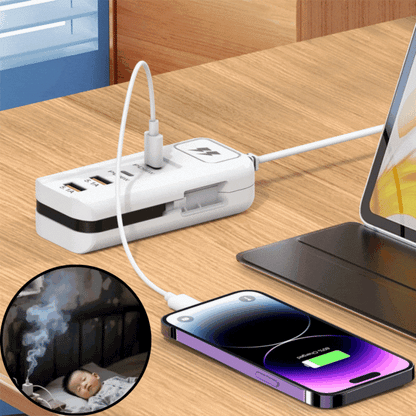 ⚡ Καλώδιο επέκτασης USB και προστασία από υπέρταση | Έξυπνος διανομέας 4 θυρών με γρήγορη φόρτιση 30 λεπτών και προστασία από υπέρταση 🎄✨