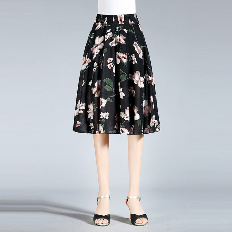 🎁【45-80kg】Νέο καλοκαίρι ελαστική μέση culotte φλοράλ ψηλόμεσο παντελόνι παντελόνι πόδι παντελόνι πλευρές