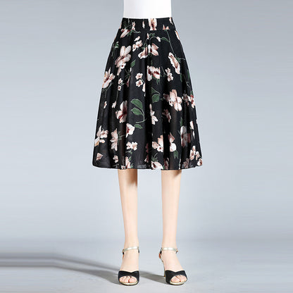 🎁【45-80kg】Νέο καλοκαίρι ελαστική μέση culotte φλοράλ ψηλόμεσο παντελόνι παντελόνι πόδι παντελόνι πλευρές