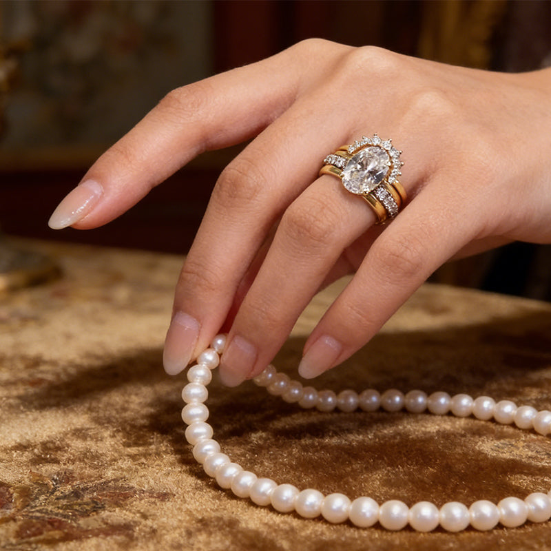 💍💎【4 σε 1】Ανοιχτά Δαχτυλίδια με Στοιβαγμένα Διαμάντια